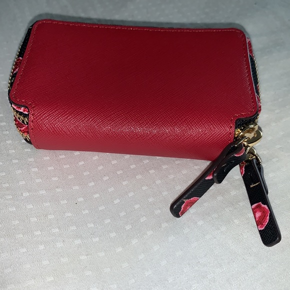 Kate Spade Rose Dbl Zip Around Card/Coin Wallet - Picture 5 of 6